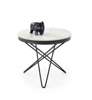 Стол журнальный Halmar LEILA 2 (белый мрамор/черный)