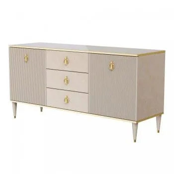 Комод для гостиной 1.6м Римини СОЛО (Латте/Золото) РМКМ-4(s)