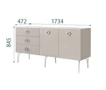 Комод 1.6м Bogemia Fillini (Шелк) (Novabuk/Хром) БМКМ-4(Fi)