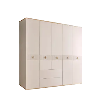 Шкаф 5-ти дверный с ящиками Римини СОЛО (Слоновая кость/Золото) РМШ2/51(s)