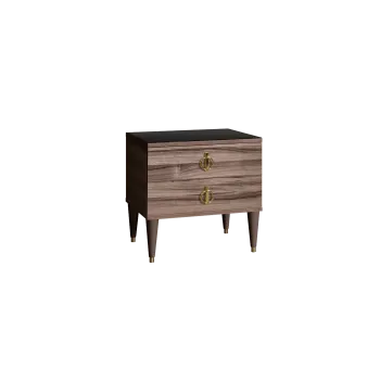 Тумба прикроватная 2 ящика Римини (Орех империя/Золото) РМТП-2