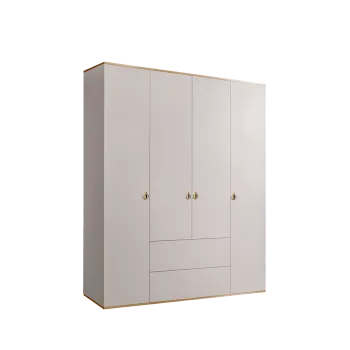 Шкаф 4-х дверный с ящиками Римини (Слоновая кость/Золото) РМШ2/41