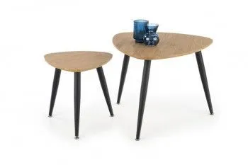 Комплект Halmar NICEA 2, 2 стола журнальных (дуб золотой/черный)