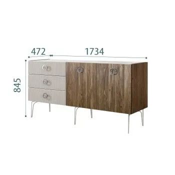 Комод 1.6м Bogemia Woodline Wood Fi (Шелк) (Novabuk/Хром) БМКМ-4