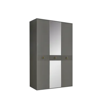 Шкаф 3-х дверный с зеркалом Римини СОЛО (Серый/Золото) РМШ1/3(s)