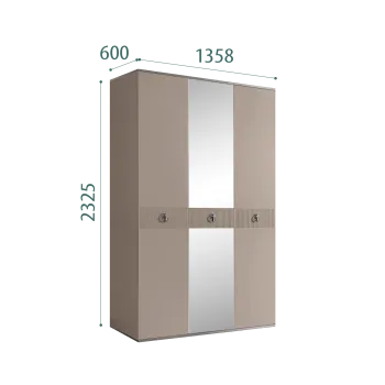 Шкаф 3-х дверный с зеркалом Римини СОЛО (Мокка/Серебро) РМШ1/3(s)