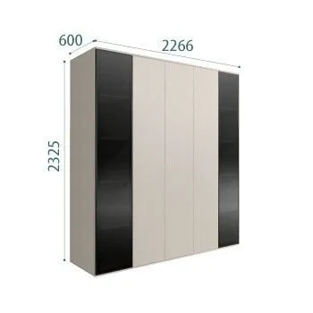 Шкаф 5-ти дв. Bogemia Air (Шелк/Черный) БМШ2/5(2)