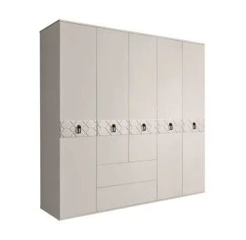 Шкаф 5-ти дверный с ящиками, Bogemia Farfalle (Шелк/Черный) БМШ2/51(Fa)