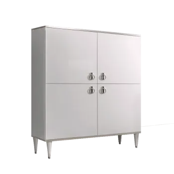 Пенал 4 двери Римини (Белый/Серебро) РМП-3