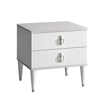 Тумба прикроватная 2 ящика Римини СОЛО (Белый/Серебро) РМТП-2(s)