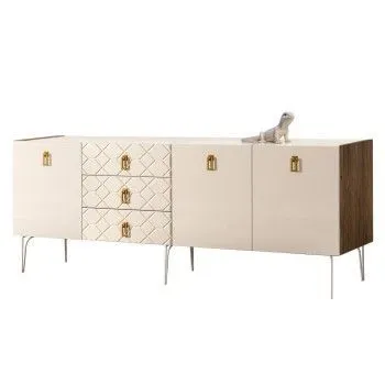 Комод 2.1м Bogemia Woodline Fa (Слоновая кость) (Lakobel/Золото) БМКМ-5