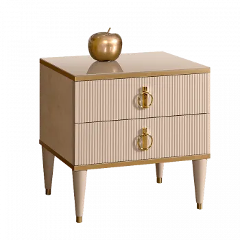 Лобня - Тумба прикроватная (2 ящика) Римини СОЛО (латте золото) РМТП-2(s)