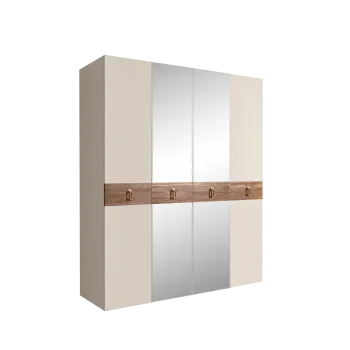 Шкаф 4-х дв. с зеркалами Bogemia Wood Fa (Слоновая кость/Золото) БМШ1/4(Wo)