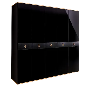 Шкаф 5-ти дверный Римини СОЛО (Черный/Золото) РМШ2/5(s)