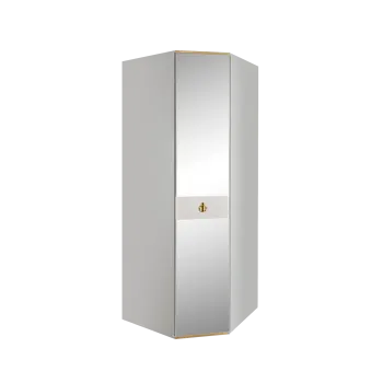 Шкаф угловой с зеркалом Римини СОЛО (Белый/Золото) РМШУ1/1(s)