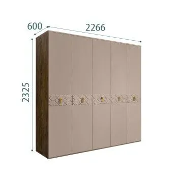 Шкаф 5-ти дв. Bogemia Woodline Fa (Мокка/Золото) БМШ2/5(Fa)