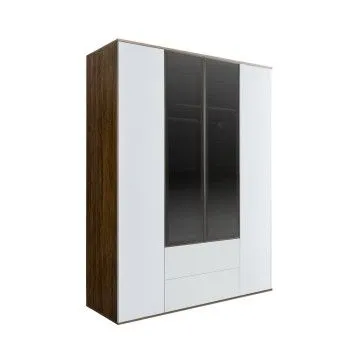 Шкаф 4-х дв. с ящиками Bogemia Woodline Air (Белый/Черный) БМШ2/42(2)