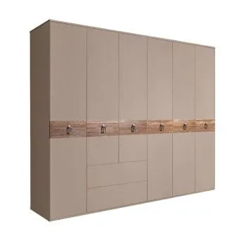 Шкаф 6-ти дверный с ящиками, Bogemia Wood Fa (Мокка/Хром) БМШ2/61(Wo)