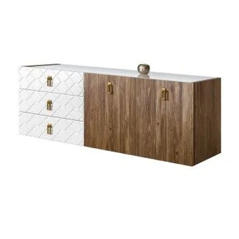 Комод 1.6м Bogemia Woodline Fly Wood Fa (Белый) (Lakobel/Золото) БМКМ-4