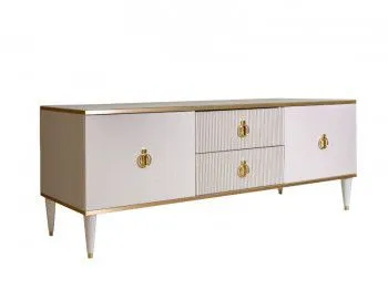 м. Марьина Роща - Тумба под телевизор (2 двери и 2 фасада) Римини СОЛО (белый золото) РМТ-3 (s)