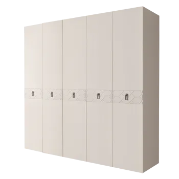 Шкаф 5-ти дв. Bogemia Farfalle (Слоновая кость/Хром) БМШ2/5(Fa)