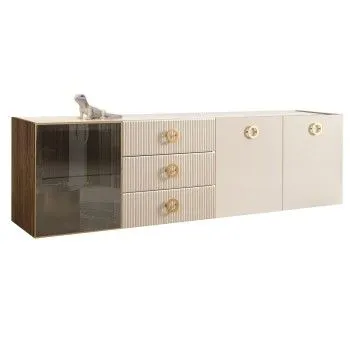 Комод 2.1м Bogemia Woodline Fly Fi (Слоновая кость) (Lakobel/Золото) БМКМ-5[4]