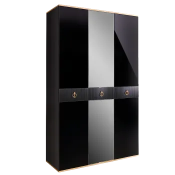 Шкаф 3-х дверный с зеркалом Римини СОЛО (Черный/Золото) РМШ1/3(s)