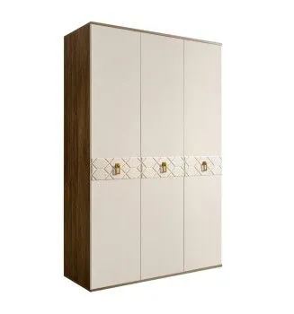 Шкаф 3-х дверный Bogemia Woodline Fa (Слоновая кость/Золото) БМШ2/3