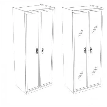 Натали секция 2-ств с зеркалом белый глянец