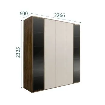 Шкаф 5-ти дв. Bogemia Woodline Air (Шелк/Золото) БМШ2/5(2)