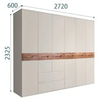 Шкаф 6-ти дверный с ящиками, Bogemia Wood Wo (Шелк/Золото) БМШ2/61(Wo)