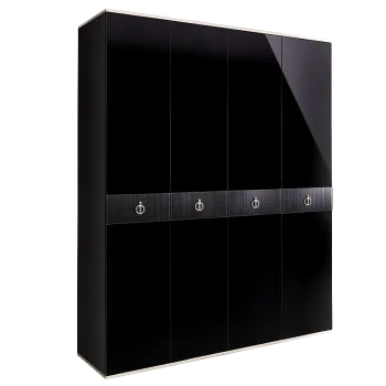 Шкаф 4-х дверный Римини СОЛО (Черный/Серебро) РМШ2/4(s)