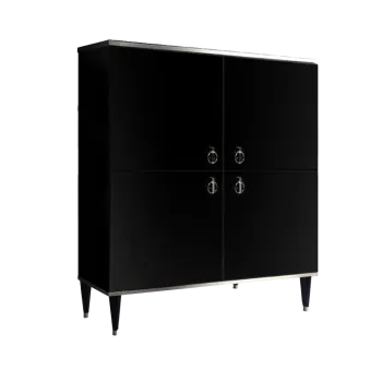 Пенал 4 двери Римини (Черный/Серебро) РМП-3