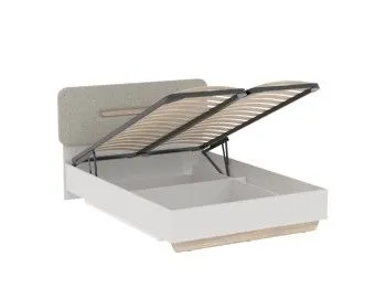 Кровать 1400 с темной мягкой вставкой и подъемным механизмом, Аврора (1556*2063*1049) Дуб Мария/Кашемир