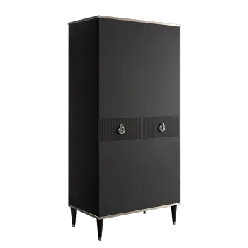 Шкаф-пенал Римини СОЛО (Черный/Серебро) РМП-2(s)