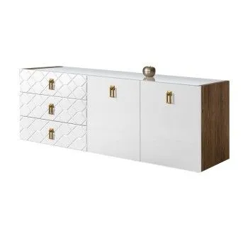 Комод 1.6м Bogemia Woodline Fly Fa (Белый) (Lakobel/Золото) БМКМ-4