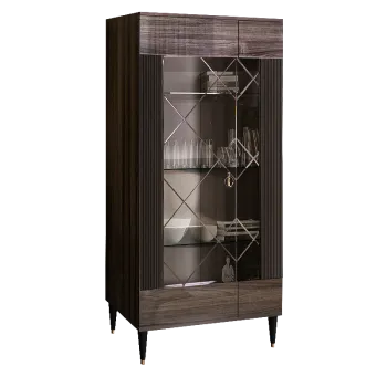 Витрина 2-ств. Римини СОЛО (Орех империя/Серебро) (Правая) РМВ2-2С(s)