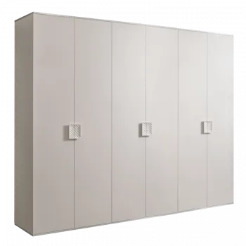 Шкаф 6-ти дв. для платья и белья Диора слоновая кость/серебро ДШ2/6