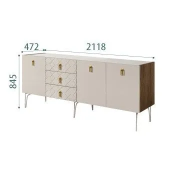 Комод 2.1м Bogemia Woodline Fa (Шелк) (Novabuk/Золото) БМКМ-5