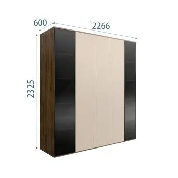 Шкаф 5-ти дв. Bogemia Woodline Air (Ваниль/Черный) БМШ2/5(2)