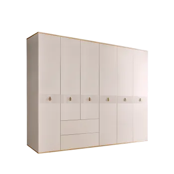 Шкаф 6-ти дверный с ящиками Римини СОЛО (Слоновая кость/Золото) РМШ2/61(s)