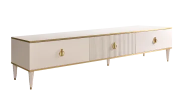 Тумба под телевизор 3 ящика Римини СОЛО (Слоновая кость/Золото) РМТ-4(s)