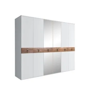 Шкаф 6-ти дв. с зеркалами Bogemia Wood Fa (Белый/Хром) БМШ1/6(Wo)