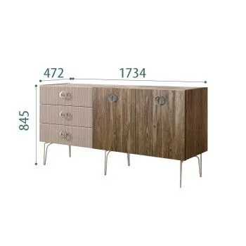 Комод 1.6м Bogemia Woodline Wood Fi (Мокка) (Novabuk/Хром) БМКМ-4