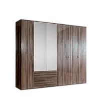 Шкаф 6-ти дверный с зеркалом, с ящиками Римини (Орех империя/Серебро) РМШ1/61