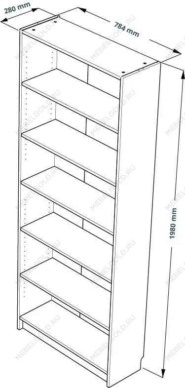 Стеллаж Варма, 6 полок, 78х198х28 см, шпон дуб, беленый | изображение 8