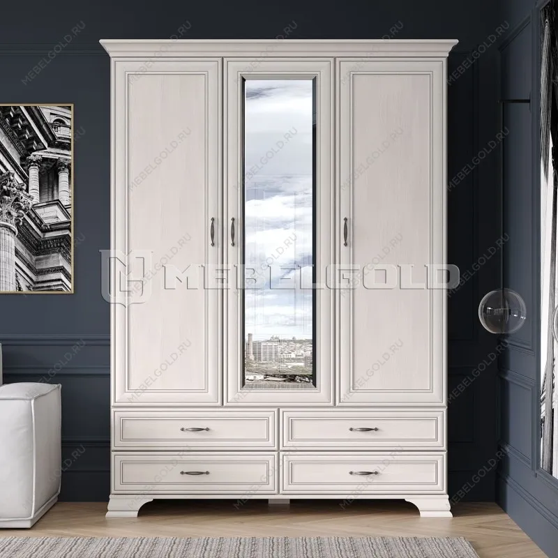 Шкаф 3-створчатый Тиффани 3D4S вудлайн кремовый | изображение 1