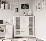 БРИМНЭС / СИРИУС тумба ИКЕА / IKEA 2 двери со стеклом и 4 ящика 117х123 белая | изображение 4