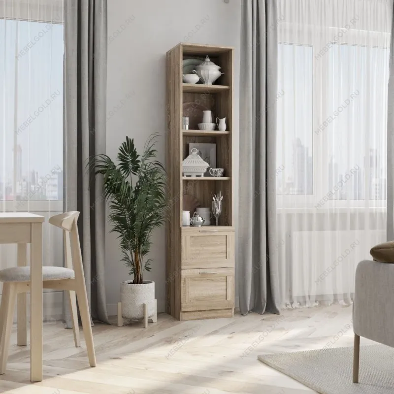 Стеллаж Сириус, 2 ящика, 39х35х190 см, дуб сонома | изображение 6