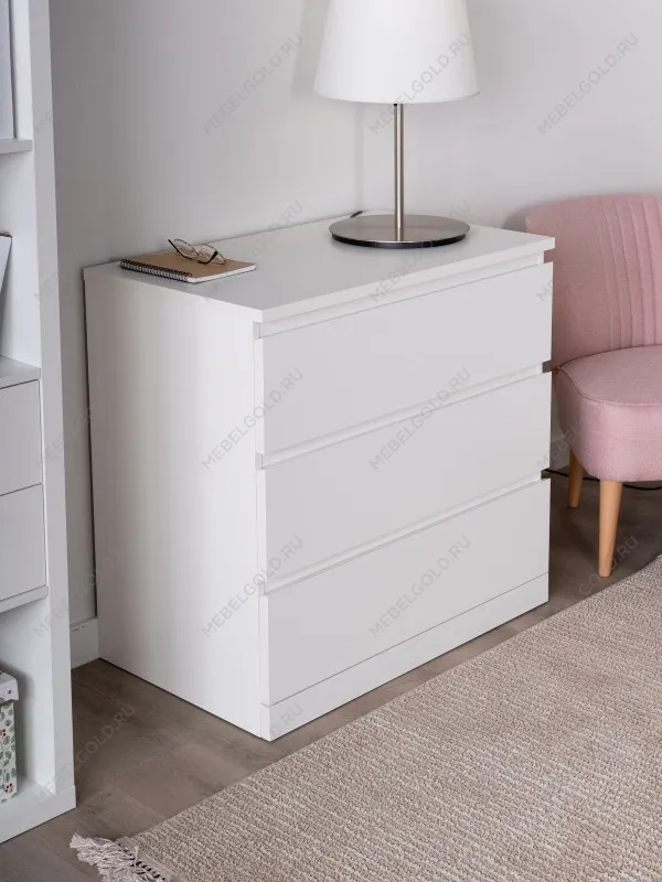 Комод Варма Прайм, 3 ящика, 80х77х48 см, эмаль, белый | изображение 1